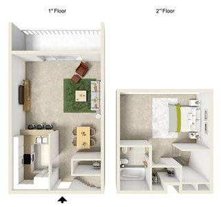 One Bedroom A / One Bath - 750 Sq. Ft.*