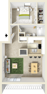 1 Bed /  1 Bath -  750 Sq. Ft.*