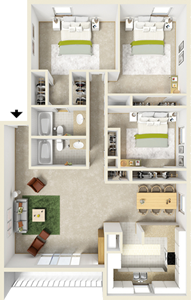 Three Bedroom / Two Bath - 1,328 Sq. Ft.*